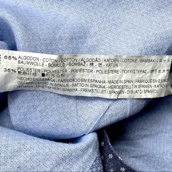 Zara Man Slim Fit Blue Button Down Patterned Long Sleeve Shirt Men’s Size L - Picture 10 of 11